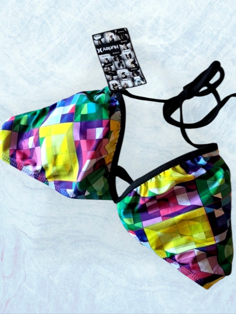 New Hurley Bikini Top Colorful Bright Geometric Sexy
